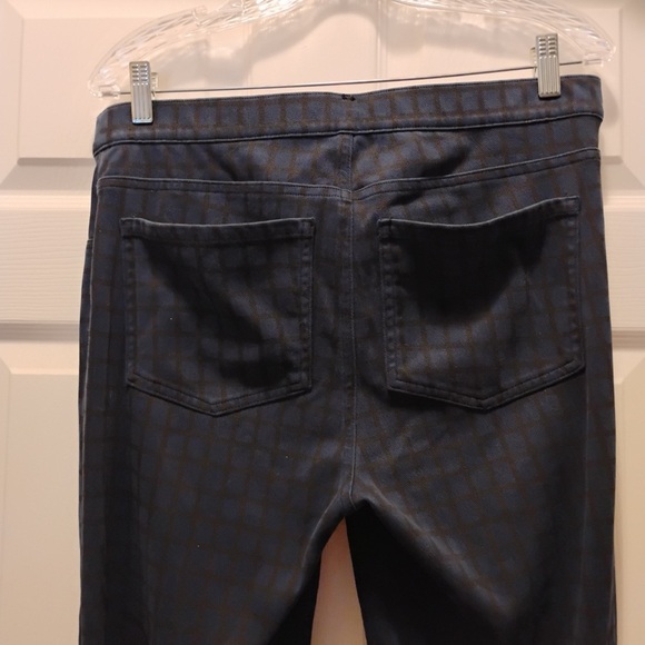 Spanx Black Blue Checkered Stretch Pull On Skinny Pants Jeggings Size XL - Picture 6 of 7